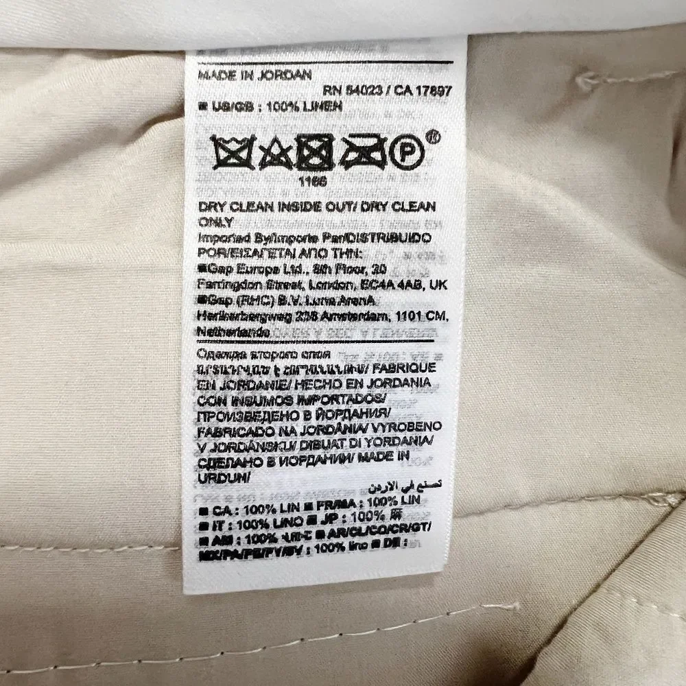 Banana Republic PALMA STRAIGHT-LEG LINEN PANT Size 4 Natural Linen
